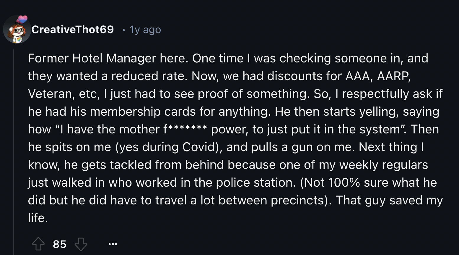 jeremiah 1 18 19 msg - CreativeThot69. 1y ago Former Hotel Manager here. One time I was checking someone in, and they wanted a reduced rate. Now, we had discounts for Aaa, Aarp, Veteran, etc, I just had to see proof of something. So, I respectfully ask if